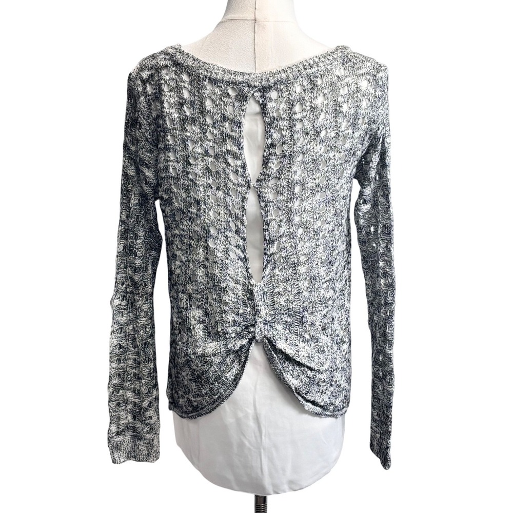 Sioni‎ Sweater Crochet Gray Open Knit Layered Marled Casual Boho Timeless Sz M